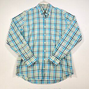 Peter Millar Crown Ease Men's Blue Plaid Long Sleeve Button Down Shirt Large